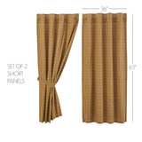 Correll Burgundy & Natural Short Panel Curtains-Lange General Store