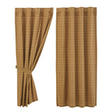 Correll Burgundy & Natural Short Panel Curtains-Lange General Store