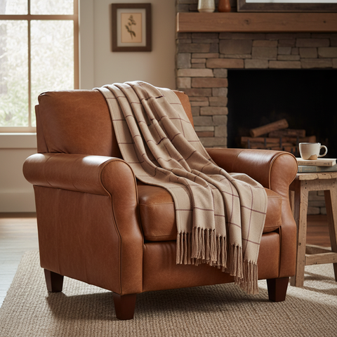 Correll Burgundy Windowpane Woven Throw square lifestyle image