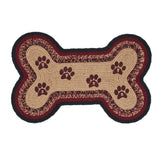 Correll Dog Bone Braided Rug Mat – Small – Primitive Country Dog Mat – Burgundy, Natural