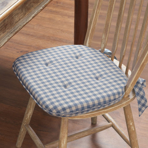 Cottage Blue Check Chair Pad-Lange General Store