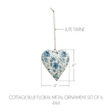 Cottage Blue Floral Metal Ornament Set of 6-Lange General Store