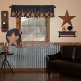 Country Blue Star Block Border Valance Set of 2-Lange General Store