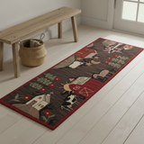 Farm Life hooked rug in a farmhouse entry foyer