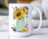 Country Mason Jar Sunflowers Mug-Lange General Store