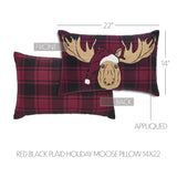 Cumberland Red Black Plaid Holiday Moose Pillow-Lange General Store