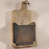 Cutting Board with Galvanized Wall Pocket-Lange General Store