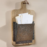 Cutting Board with Galvanized Wall Pocket-Lange General Store