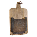 Cutting Board with Galvanized Wall Pocket-Lange General Store