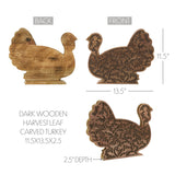 Dark Wooden Harvest Leaf Carved Turkey-Lange General Store