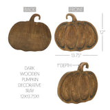 Dark Wooden Pumpkin Decorative Tray-Lange General Store