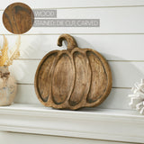 Dark Wooden Pumpkin Decorative Tray-Lange General Store
