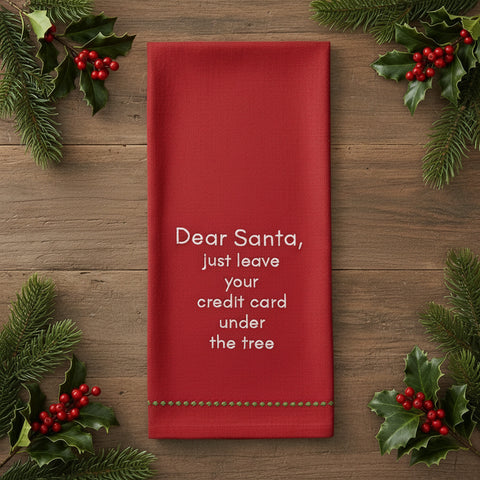 Dear Santa Leave Card Dishtowel-Lange General Store