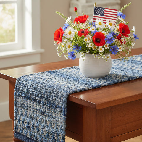 Denim Blue Chindi Table Runners-Lange General Store