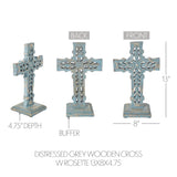 Distressed Grey Wooden Cross w/ Rosette Center & Base-Lange General Store