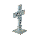 Distressed Grey Wooden Cross w/ Rosette Center & Base-Lange General Store