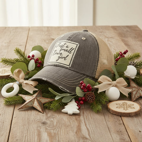 Distressed Trucker Cap - Just A Small Town Girl-Lange General Store