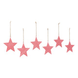 Dotted Metal Star Ornaments Red Set of 6