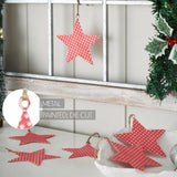 Dotted Metal Star Ornaments Red Set of 6
