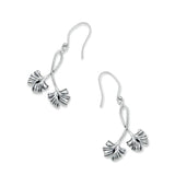 Double Fronds Silver Tone Earrings-Lange General Store