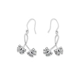 Double Fronds Silver Tone Earrings-Lange General Store