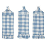 Dusk Blue Check Button Loop Tea Towel Set of 3-Lange General Store