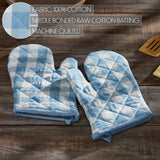 Dusk Blue Check Oven Mitt-Lange General Store