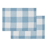 Dusk Blue Check Placemats - Set of 2-Lange General Store