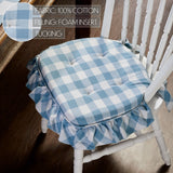 Dusk Blue Check Ruffled Chair Pad-Lange General Store