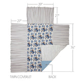 Dusk Blue Floral Ruffled Coverlet-Lange General Store