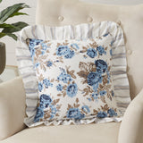 Dusk Blue Floral Ruffled Pillow-Lange General Store