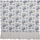 Dusk Blue Floral Ruffled Shower Curtain-Lange General Store