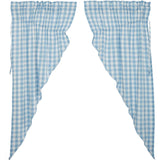 Dusk Buffalo Blue Check Prairie Short Panel Curtains-Lange General Store