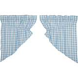 Dusk Buffalo Blue Check Prairie Swag Curtains-Lange General Store