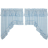 Dusk Buffalo Blue Check Ruggled Swag Curtains-Lange General Store