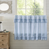 Dusk Buffalo Blue Check Ruffled Tier Curtains-Lange General Store