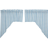 Dusk Buffalo Blue Check Swag Curtains-Lange General Store