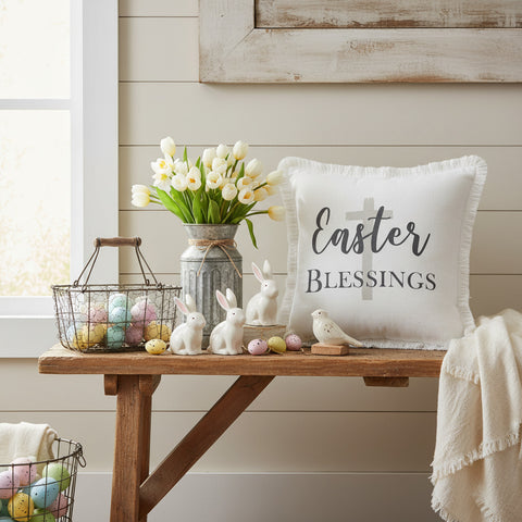 Easter Blessings Cross Pillow-Lange General Store
