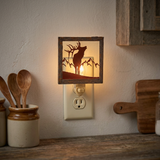 Elk Night Light in a rustic kitchen