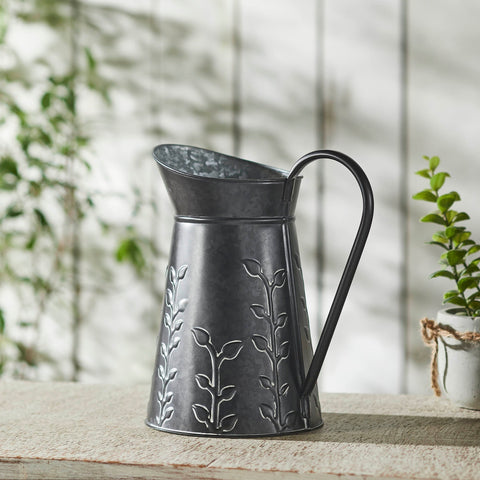 Embossed Vines Galvanized Pitcher-Lange General Store