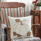 Embroidered Pumpkin Flange Pillow-Lange General Store