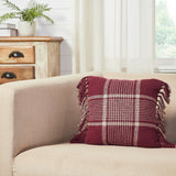 Exton Burgundy Tan Plaid Pillow-Lange General Store