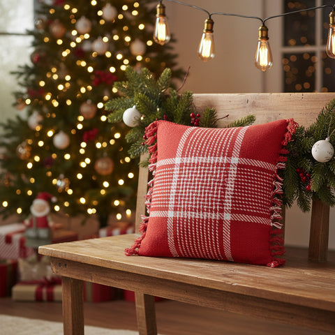 Exton Red Plaid Pillows-Lange General Store