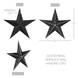 Faceted Metal Star Black - Multiple Sizes-Lange General Store