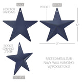 Faceted Metal Star Blue Wall Hanging w/Pocket-Lange General Store