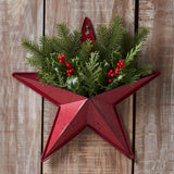 Faceted Metal Star Red Speckle Wall Hanging w/Pocket-Lange General Store