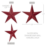 Faceted Metal Wall Star Red - Multiple Sizes-Lange General Store