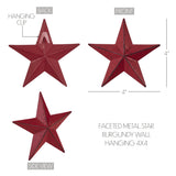 Faceted Metal Wall Star Red - Multiple Sizes-Lange General Store