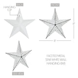 Faceted Metal Wall Star White - Multiple Sizes