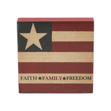 Faith Family Freedom on Flag Block Sign-Lange General Store